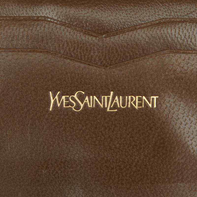 サンローラン スタッズ カードケース パスケース ブラウン レザー レディース SAINT LAURENT 【中古】