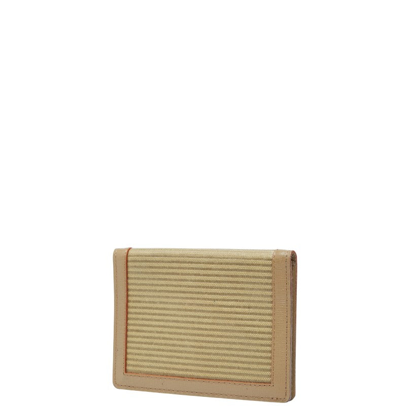サンローラン YSLロゴ カードケース パスケース ベージュ レザー キャンバス レディース SAINT LAURENT 【中古】