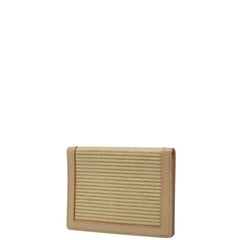 サンローラン YSLロゴ カードケース パスケース ベージュ レザー キャンバス レディース SAINT LAURENT 【中古】