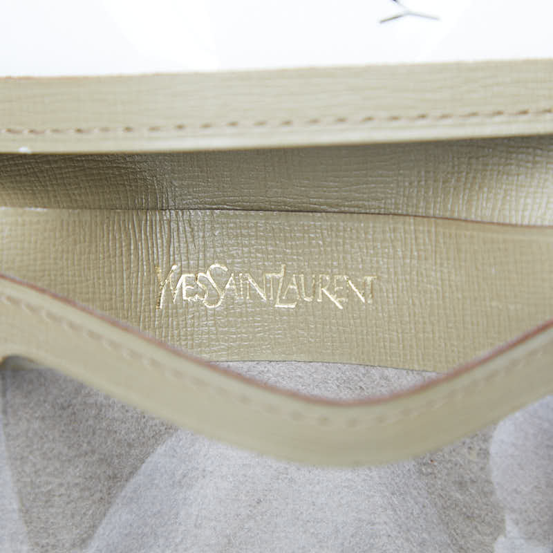 サンローラン YSLロゴ カードケース パスケース ベージュ レザー キャンバス レディース SAINT LAURENT 【中古】