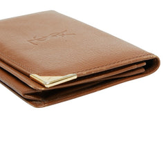 サンローラン YSLロゴ カードケース パスケース ブラウン レザー メンズ SAINT LAURENT 【中古】