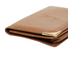 サンローラン YSLロゴ カードケース パスケース ブラウン レザー メンズ SAINT LAURENT 【中古】