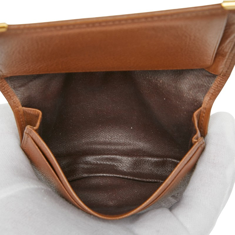 サンローラン YSLロゴ カードケース パスケース ブラウン レザー メンズ SAINT LAURENT 【中古】