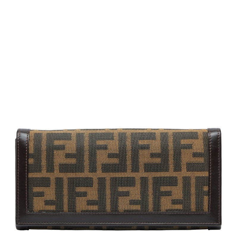 フェンディ ズッカ 長財布 30851 ブラウン キャンバス レザー レディース FENDI 【中古】