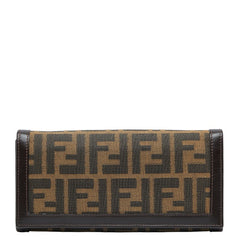フェンディ ズッカ 長財布 30851 ブラウン キャンバス レザー レディース FENDI 【中古】