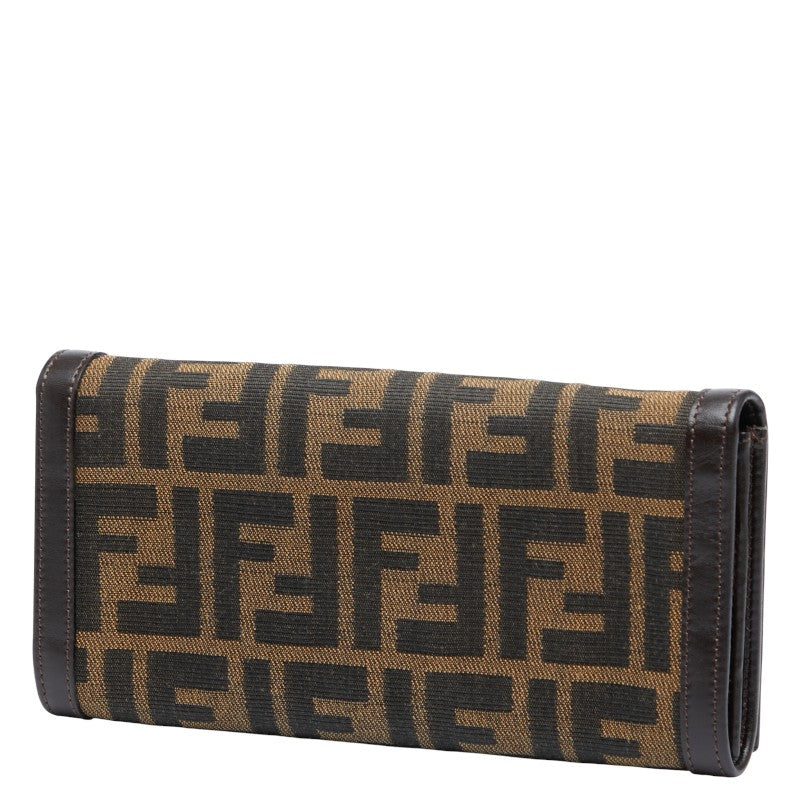 フェンディ ズッカ 長財布 30851 ブラウン キャンバス レザー レディース FENDI 【中古】