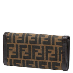 フェンディ ズッカ 長財布 30851 ブラウン キャンバス レザー レディース FENDI 【中古】