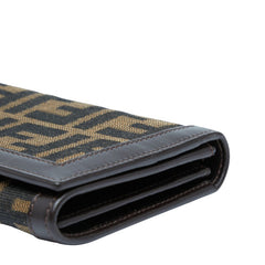 フェンディ ズッカ 長財布 30851 ブラウン キャンバス レザー レディース FENDI 【中古】