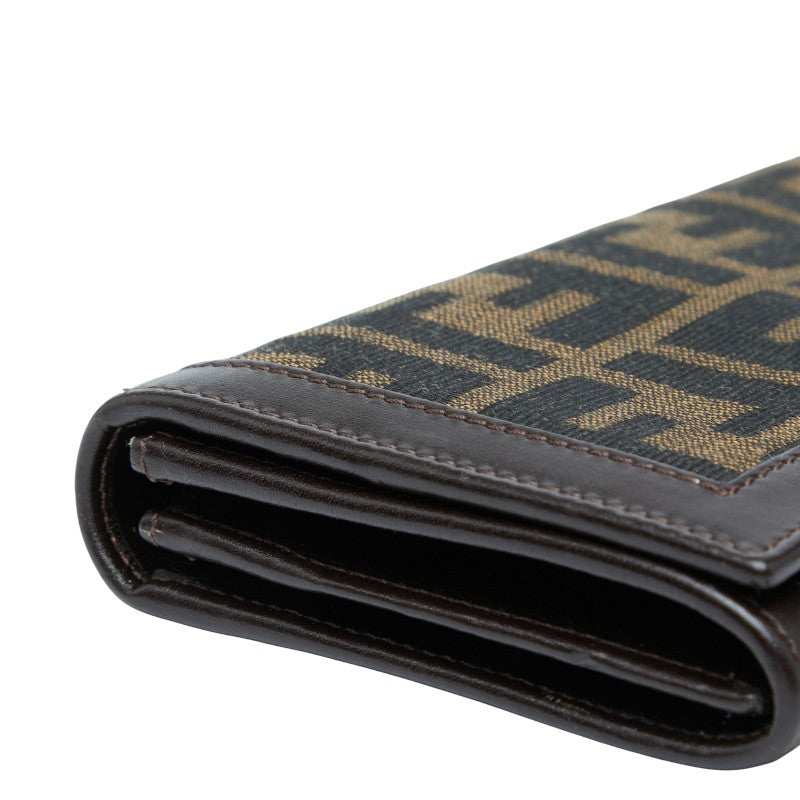 フェンディ ズッカ 長財布 30851 ブラウン キャンバス レザー レディース FENDI 【中古】
