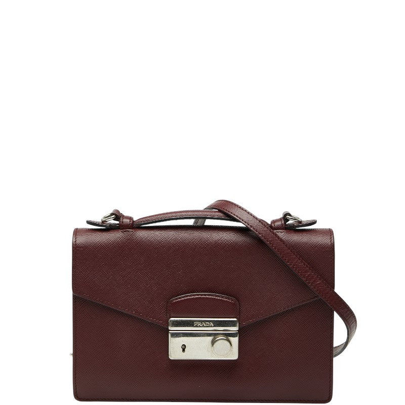 プラダ ハンドバッグ ショルダーバッグ 2WAY ボルドー ワインレッド サフィアーノ レザー レディース PRADA 【中古】