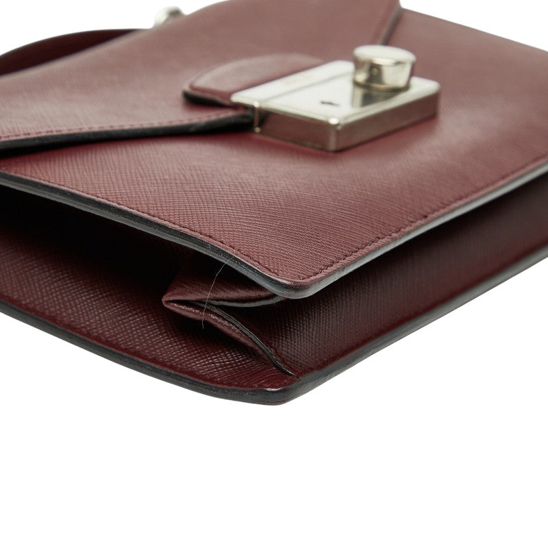 プラダ ハンドバッグ ショルダーバッグ 2WAY ボルドー ワインレッド サフィアーノ レザー レディース PRADA 【中古】