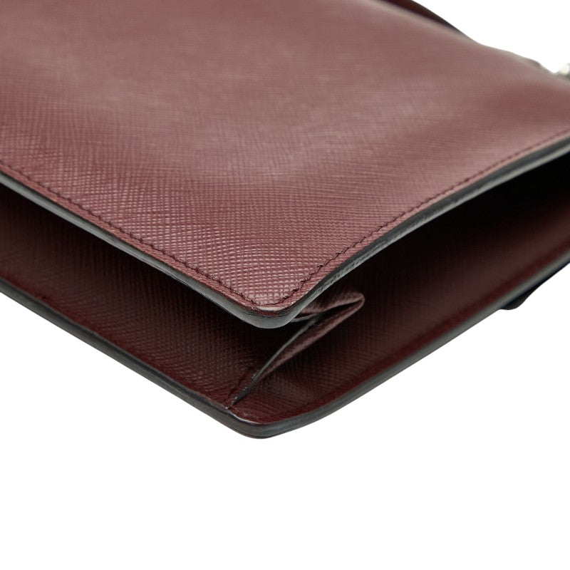 プラダ ハンドバッグ ショルダーバッグ 2WAY ボルドー ワインレッド サフィアーノ レザー レディース PRADA 【中古】