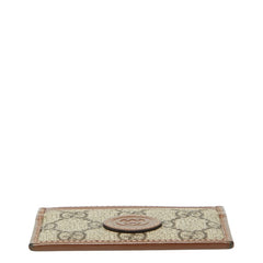 グッチ GGスプリーム カードケース 673002 ベージュ ブラウン PVC レザー レディース GUCCI 【中古】