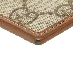 グッチ GGスプリーム カードケース 673002 ベージュ ブラウン PVC レザー レディース GUCCI 【中古】