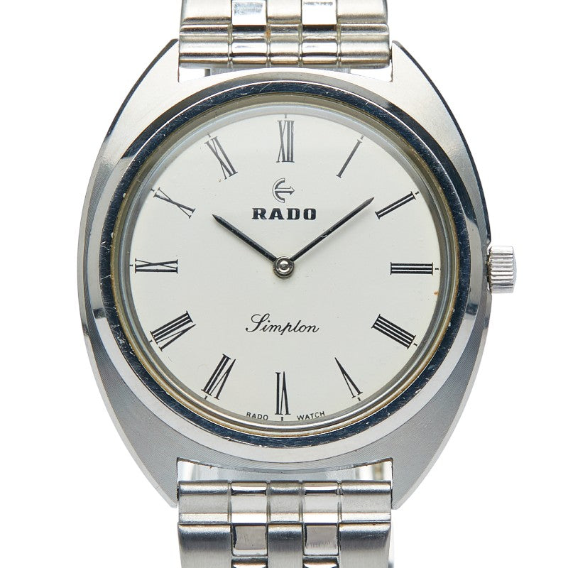 ラドー シンプロン 腕時計 手巻き ホワイト文字盤 ステンレススチール メンズ RADO 【中古】