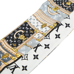 ルイ ヴィトン バンドーBB レッツゴー トランクモチーフ スカーフ M76442 ブラック グレー マルチカラー シルク レディース LOUIS VUITTON 【中古】
