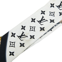 ルイ ヴィトン バンドーBB レッツゴー トランクモチーフ スカーフ M76442 ブラック グレー マルチカラー シルク レディース LOUIS VUITTON 【中古】