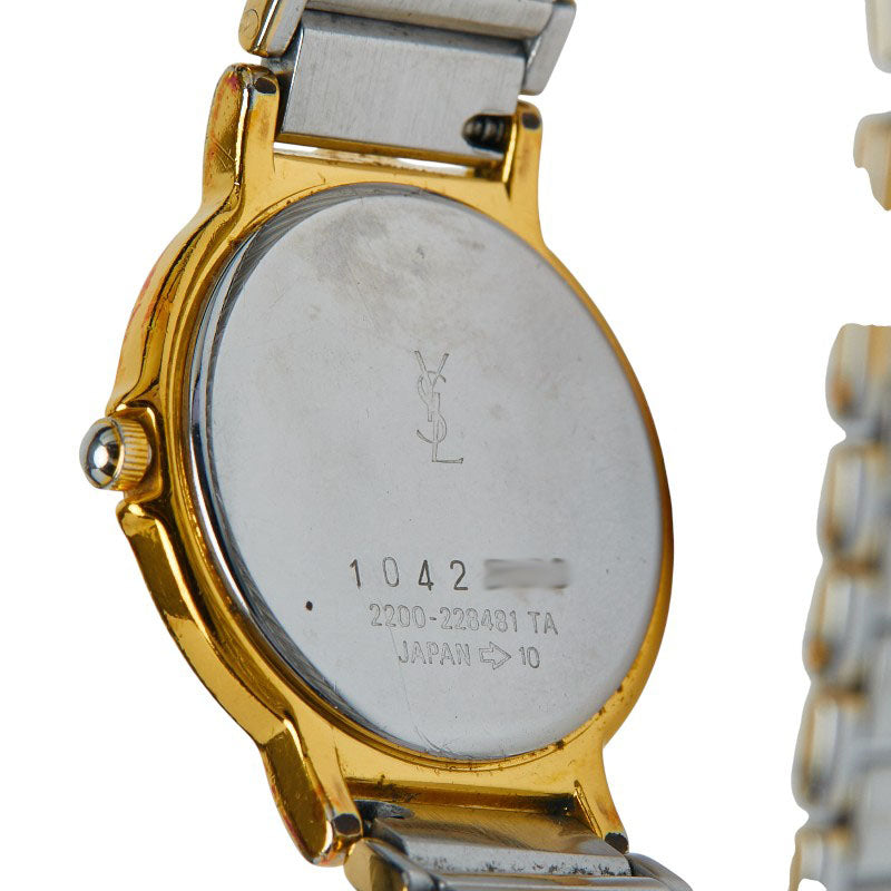 サンローラン 腕時計 2200-228481 クオーツ ゴールド文字盤 ステンレススチール メッキ レディース SAINT LAURENT 【中古】