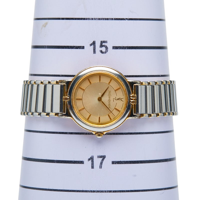 サンローラン 腕時計 2200-228481 クオーツ ゴールド文字盤 ステンレススチール メッキ レディース SAINT LAURENT 【中古】
