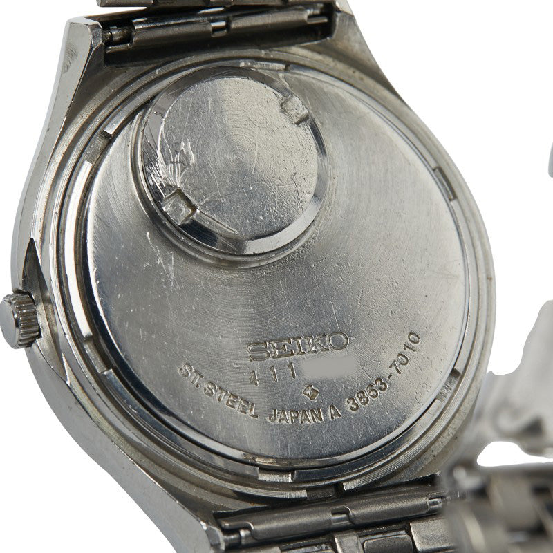 セイコー 3針 デイデイト 腕時計 3863-7010 クオーツ シルバー文字盤 ステンレススチール レディース SEIKO 【中古】