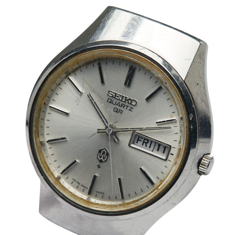 セイコー 3針 デイデイト 腕時計 3863-7010 クオーツ シルバー文字盤 ステンレススチール レディース SEIKO 【中古】