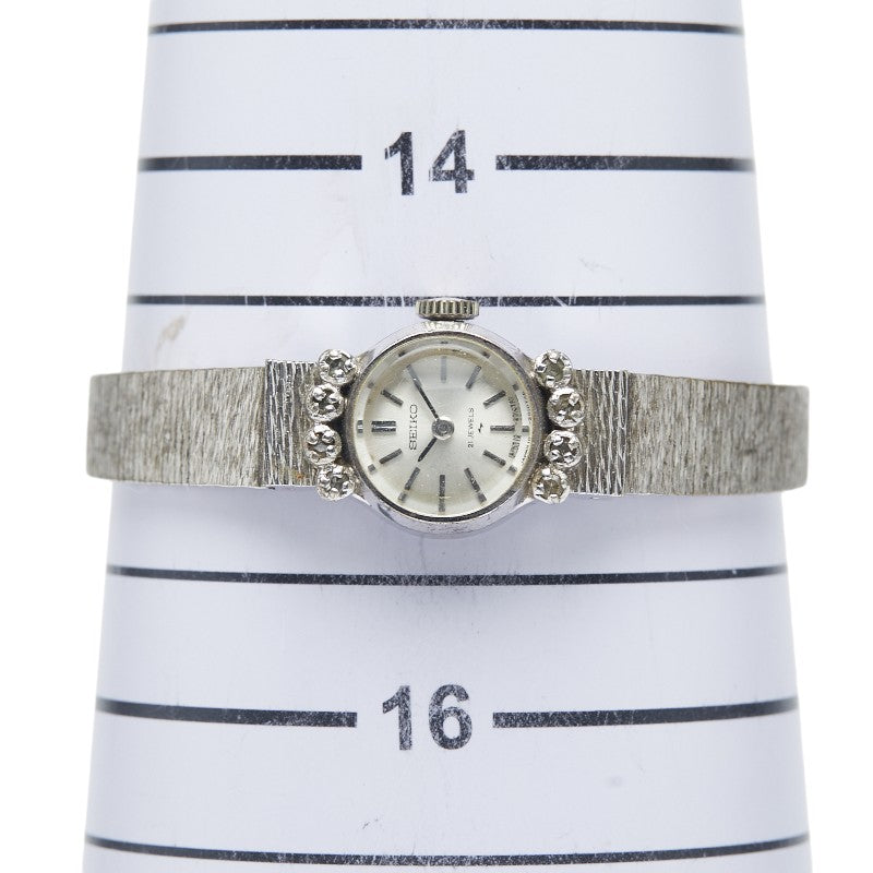 セイコー ラインストーン 腕時計 10-0900 手巻き シルバー文字盤 ステンレススチール レディース SEIKO 【中古】