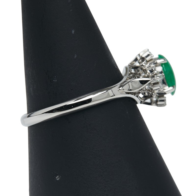Pt900 プラチナ ヒスイ ダイヤ0.192ct リング 指輪 レディース 22.5号 【中古】