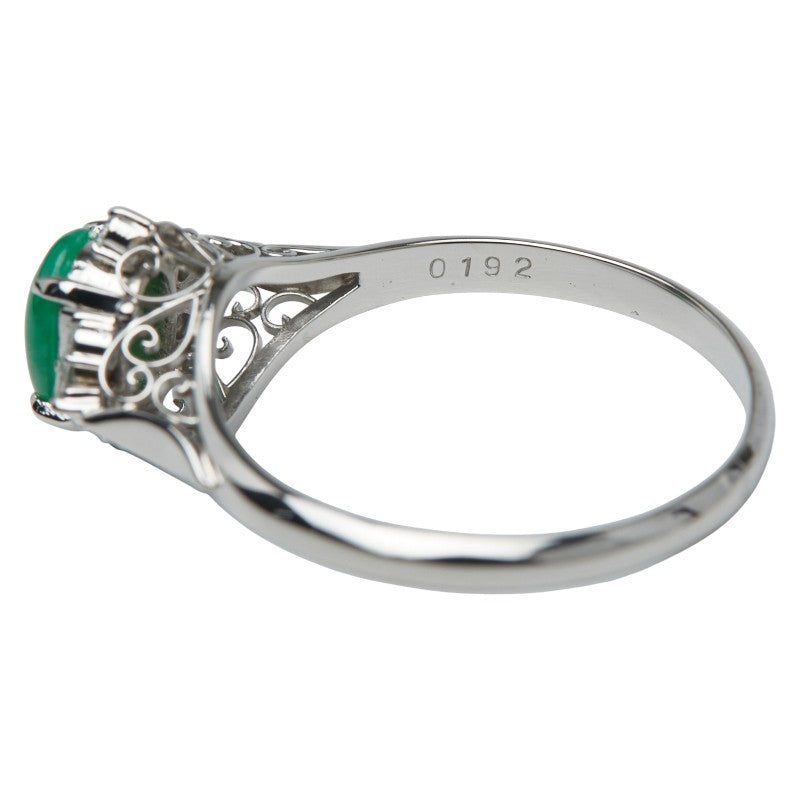 Pt900 プラチナ ヒスイ ダイヤ0.192ct リング 指輪 レディース 22.5号 【中古】