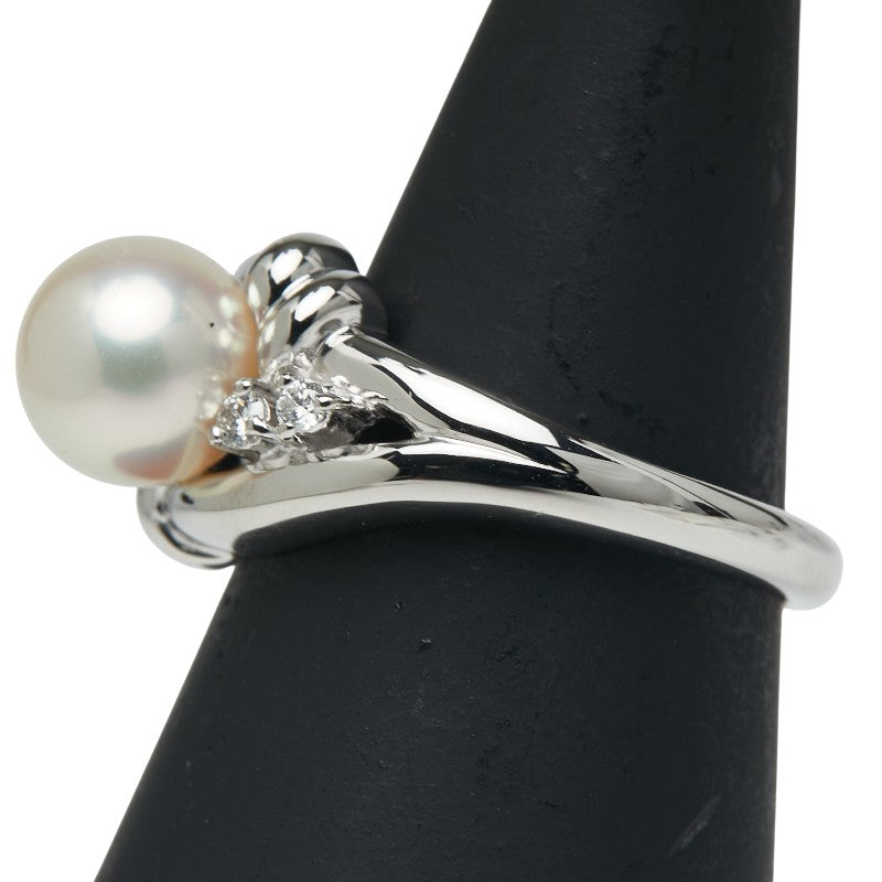 ポーラ Pt900 プラチナ アコヤパール8.3mm ダイヤ0.09ct リング 指輪 レディース POLA 15号 【中古】