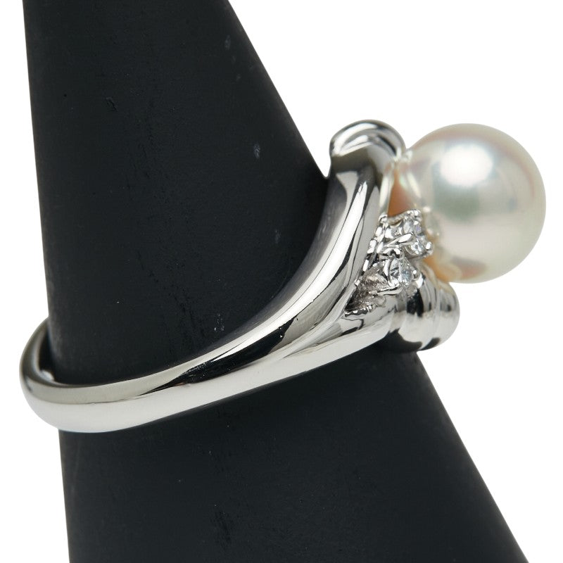 ポーラ Pt900 プラチナ アコヤパール8.3mm ダイヤ0.09ct リング 指輪 レディース POLA 15号 【中古】
