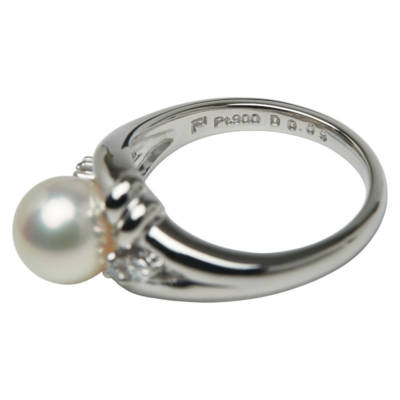 ポーラ Pt900 プラチナ アコヤパール8.3mm ダイヤ0.09ct リング 指輪 レディース POLA 15号 【中古】