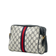 グッチ オールドグッチ GGスプリーム ショルダーバッグ 56.02.004 ネイビー ベージュ PVC レザー レディース GUCCI 【中古】
