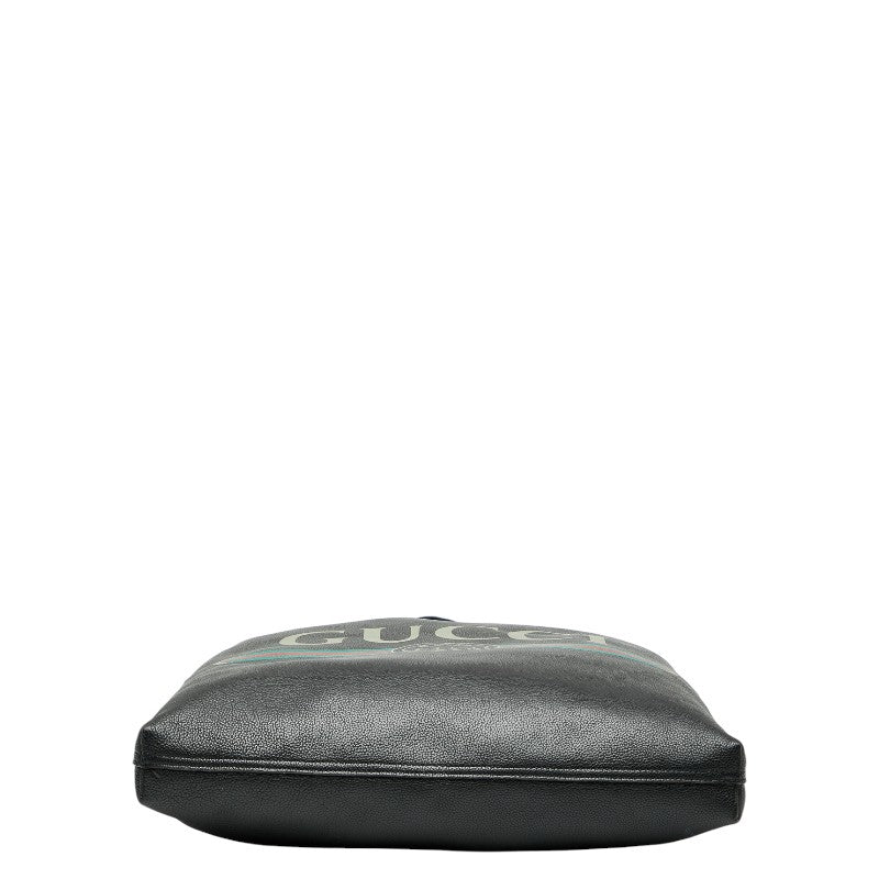 グッチ ロゴプリント トートバッグ 572768 ブラック レザー レディース GUCCI 【中古】