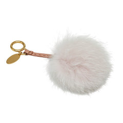 フェンディ ポンポンチャーム バッグチャーム キーホルダー ライトピンク ファー レザー レディース FENDI 【中古】