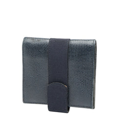 サルヴァトーレフェラガモ ヴァラリボン 二つ折り財布 ネイビー レザー レディース Salvatore Ferragamo 【中古】