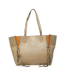 クロエ マイロ ロゴ トートバッグ ハンドバッグ ベージュ レザー スウェット レディース Chloe 【中古】