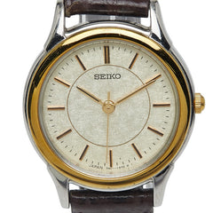 セイコー 腕時計 クオーツ ベージュ文字盤 ステンレススチール レザー レディース SEIKO 【中古】