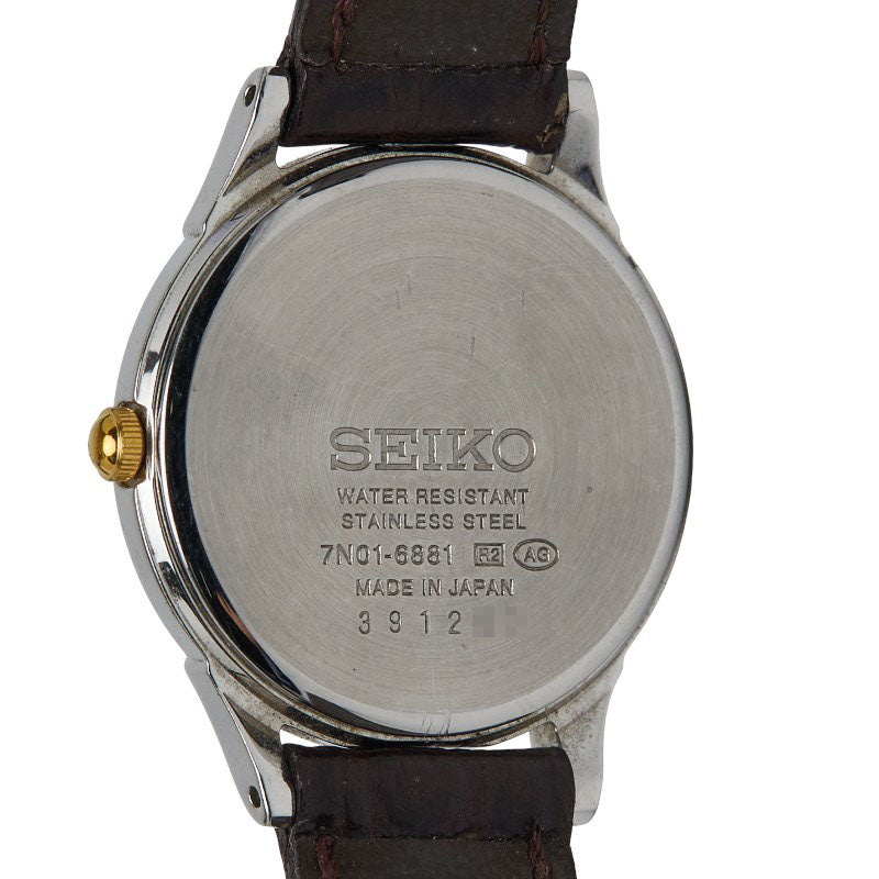 セイコー 腕時計 クオーツ ベージュ文字盤 ステンレススチール レザー レディース SEIKO 【中古】