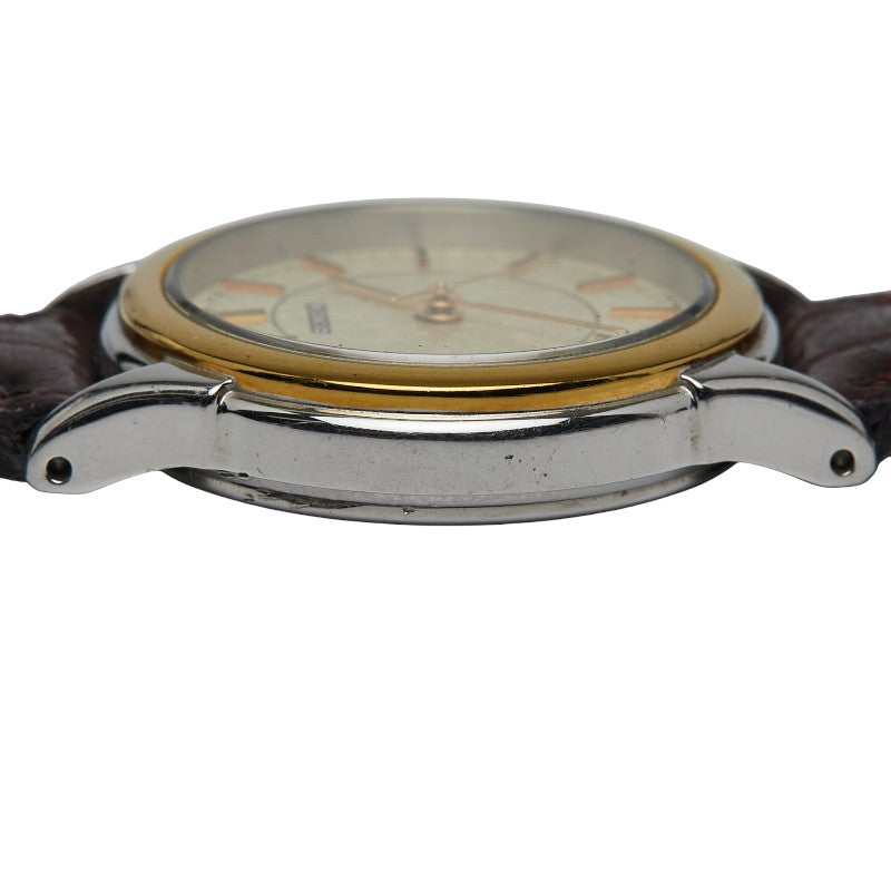 セイコー 腕時計 クオーツ ベージュ文字盤 ステンレススチール レザー レディース SEIKO 【中古】