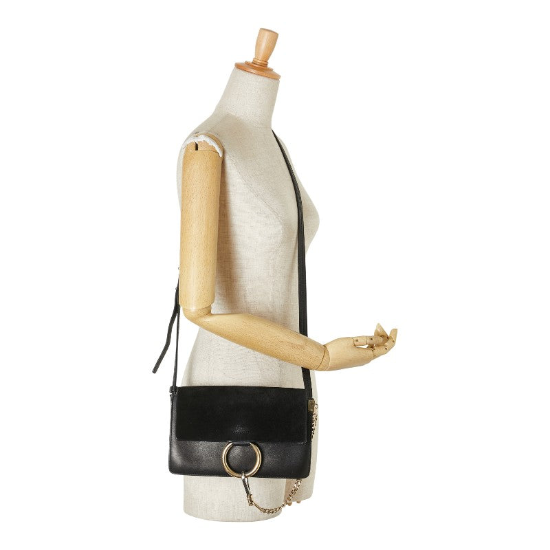 クロエ フェイ ショルダーバッグ ブラック レザー スウェード レディース Chloe 【中古】