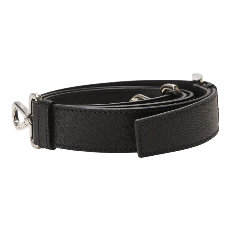プラダ ロゴ ショルダーストラップ ブラック サフィアーノレザー レディース PRADA 【中古】