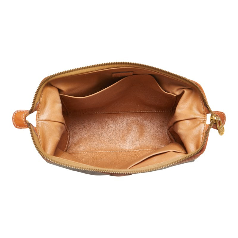 セリーヌ マカダム ポーチ ブラウン PVC レザー レディース CELINE 【中古】