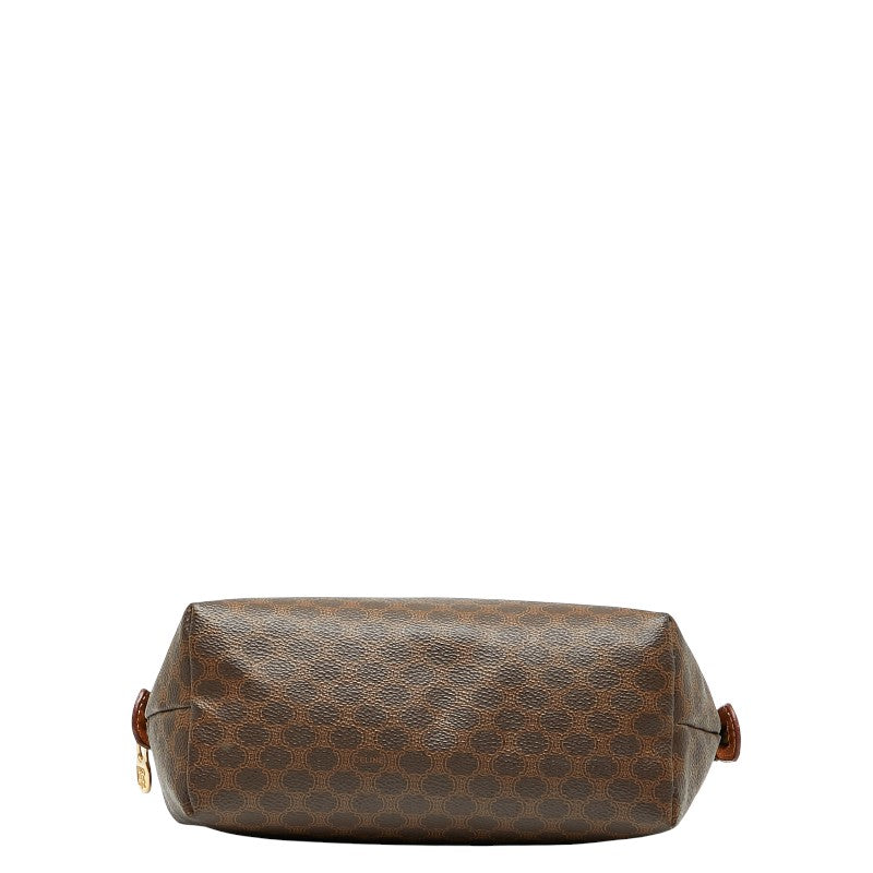 セリーヌ マカダム ポーチ ブラウン PVC レザー レディース CELINE 【中古】