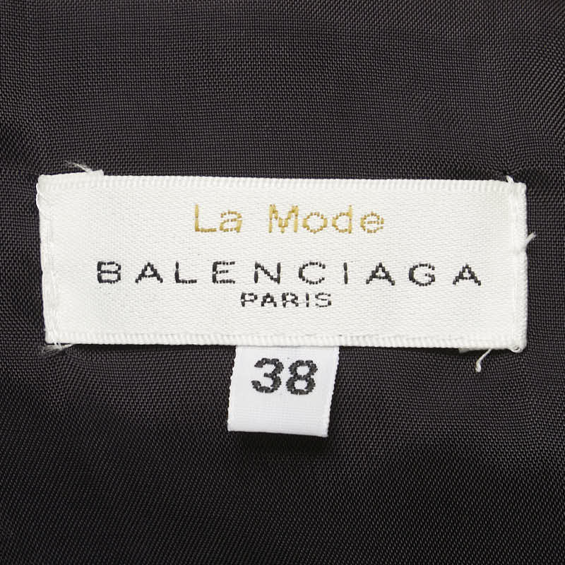 バレンシアガ ワンピース サイズ:38 ブラック ベージュ ウール キュプラ レディース BALENCIAGA 【中古】