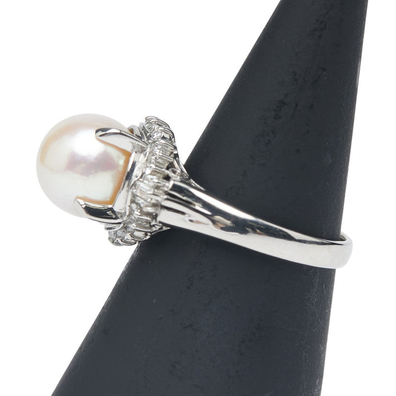 Pt900 プラチナ アコヤパール8.9mm ダイヤ0.22ct リング 指輪 レディース 10.5号 【中古】