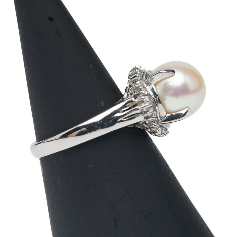 Pt900 プラチナ アコヤパール8.9mm ダイヤ0.22ct リング 指輪 レディース 10.5号 【中古】