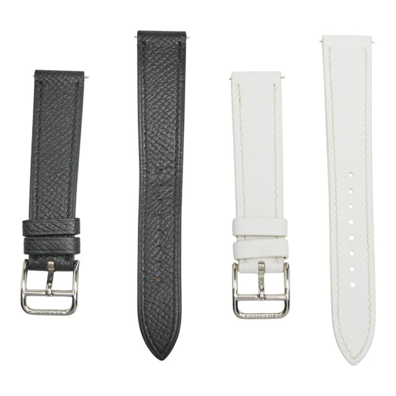 エルメス Hウォッチ用 ベルト 尾錠付き ブラック ホワイト ヴォーエプソン レディース HERMES 【中古】