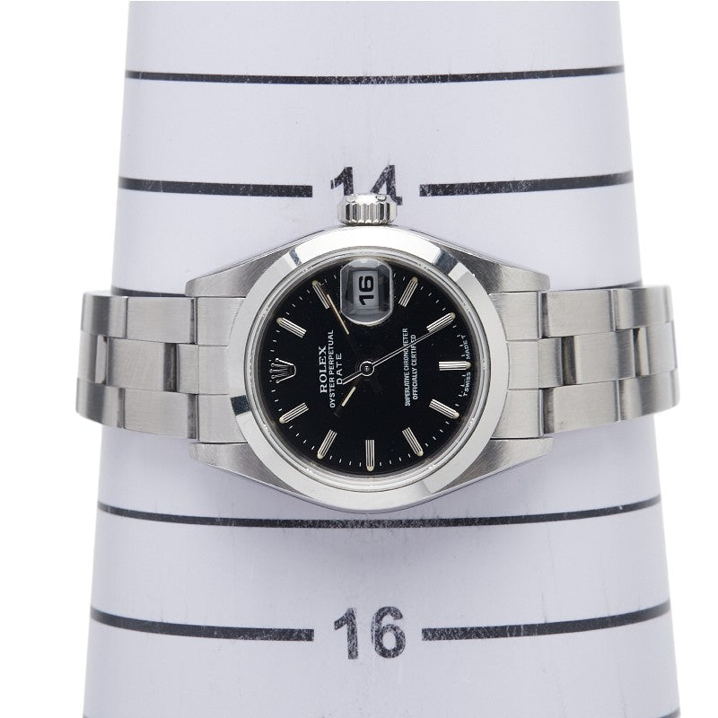 ロレックス オイスターパーペチュアル 腕時計 69160 自動巻き ブラック文字盤 ステンレススチール レディース ROLEX 【中古】
