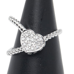 カラチ K18WG ホワイトゴールド ダイヤ0.21ct ハート モチーフ リング 指輪 メンズ CARATI 21.5号 【中古】