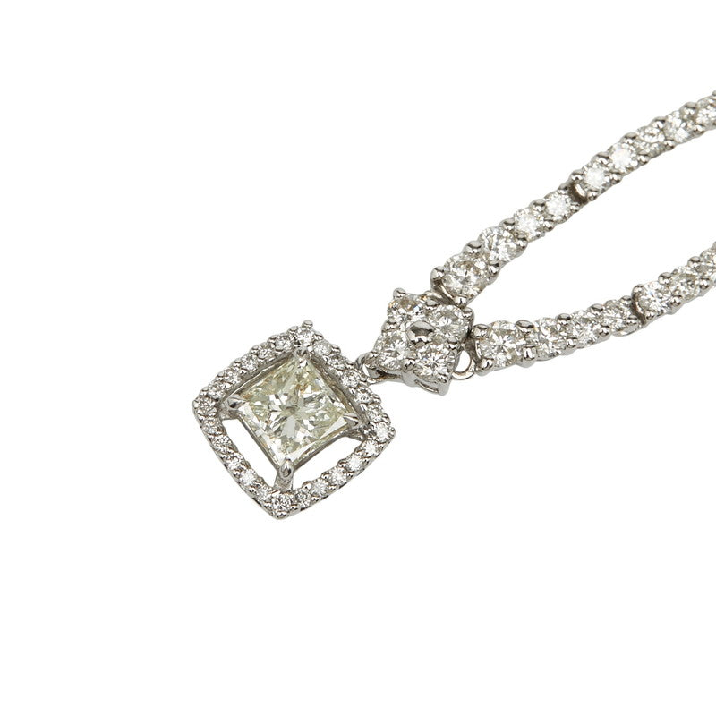 K18WG ホワイトゴールド K14WG ホワイトゴールド ダイヤ0.510ct ダイヤ0.69ct ペンダントネックレス レディース 【中古】